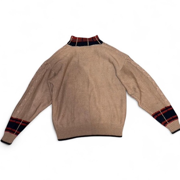 Elegant Tan Cable Knit Turtleneck Sweater - Picture 6 of 6